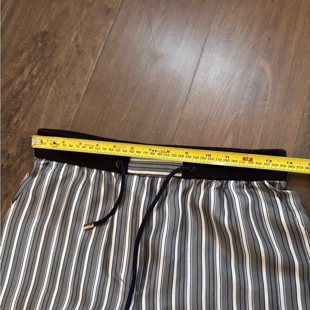 Striped Gray and White Silky drawstring Faconnable Size 4 Pants - Picture 9 of 11